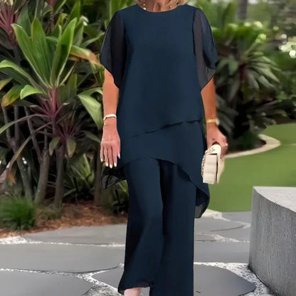 📢📢50% OFF !!!⏰Charming Irregular Top Set 👗 Elegant Wide Leg Pants Set – Comfortable & Perfect for Spring