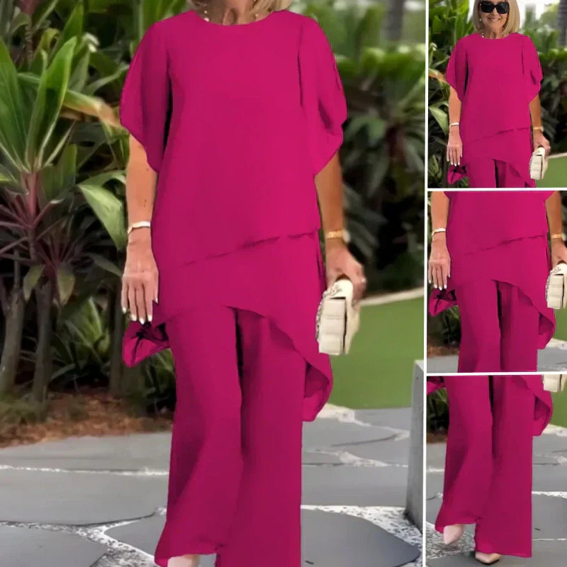 📢📢50% OFF !!!⏰Charming Irregular Top Set 👗 Elegant Wide Leg Pants Set – Comfortable & Perfect for Spring
