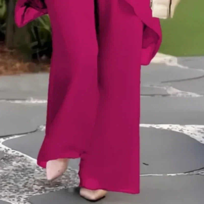 📢📢50% OFF !!!⏰Charming Irregular Top Set 👗 Elegant Wide Leg Pants Set – Comfortable & Perfect for Spring