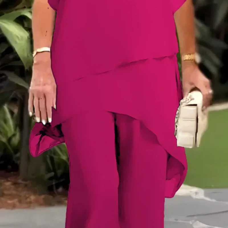 📢📢50% OFF !!!⏰Charming Irregular Top Set 👗 Elegant Wide Leg Pants Set – Comfortable & Perfect for Spring