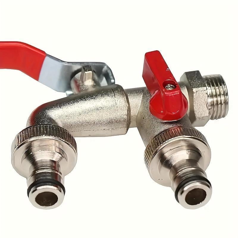 🚰 50% OFF NOW! 💧 Universal Stainless Steel Double Outlet Garden Faucet – Independent Valves, Heavy-Duty & Easy Install ✨