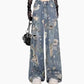 Women's Loose Ripped Wide-Leg Denim Jeans
