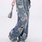 Women's Loose Ripped Wide-Leg Denim Jeans