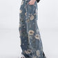 Women's Loose Ripped Wide-Leg Denim Jeans