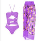 Women's Fashional Flower Prints One Piece Swimsuit and Skirt