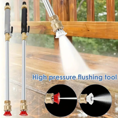 High-pressure water gun with 3 interchangeable nozzles - durable aluminum alloy