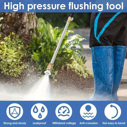 High-pressure water gun with 3 interchangeable nozzles - durable aluminum alloy