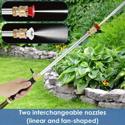 High-pressure water gun with 3 interchangeable nozzles - durable aluminum alloy