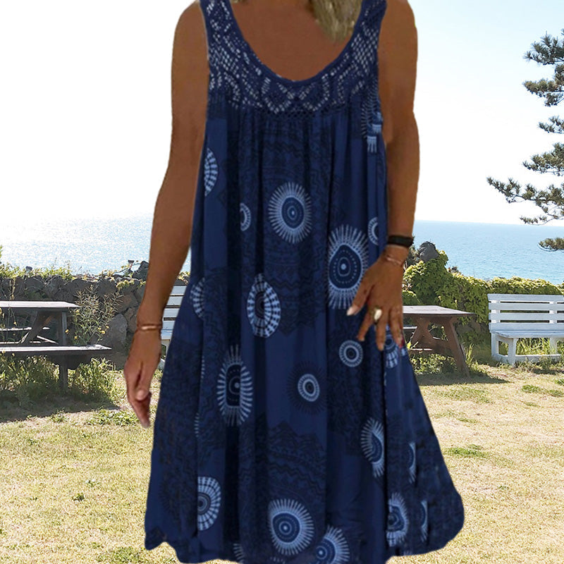 🌞2026 Summer New Arrivals🌸Women Summer O-Neck Sleeveless Print Dress