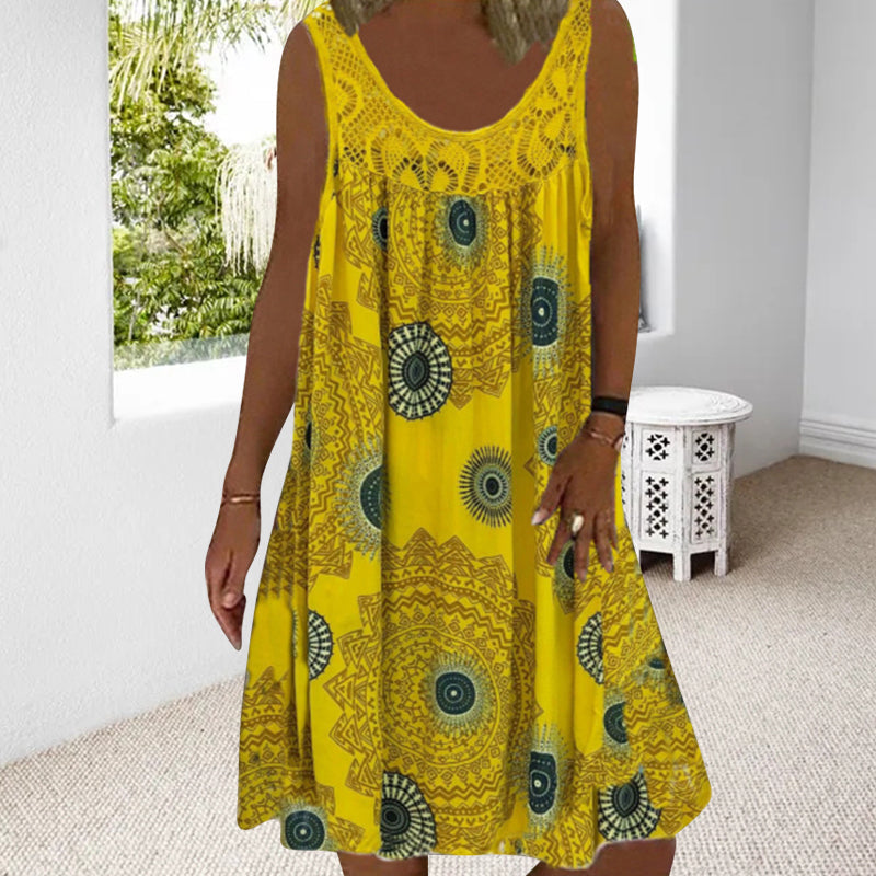 🌞2026 Summer New Arrivals🌸Women Summer O-Neck Sleeveless Print Dress