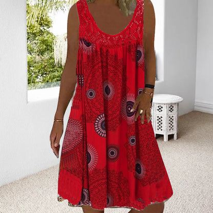 🌞2026 Summer New Arrivals🌸Women Summer O-Neck Sleeveless Print Dress