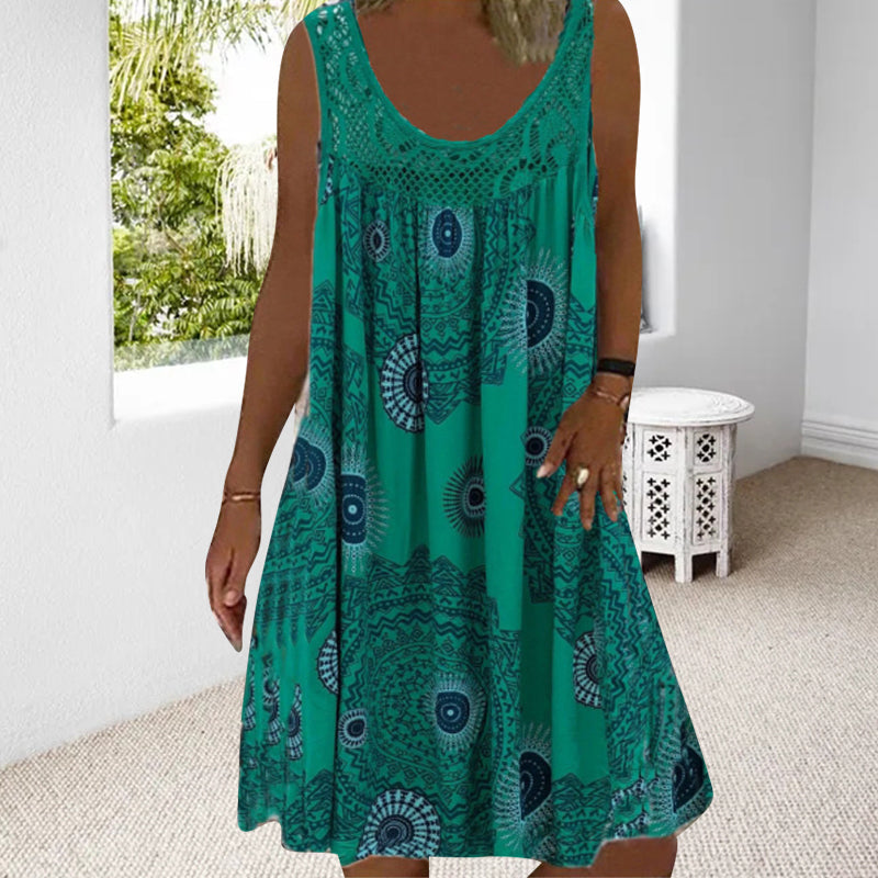 🌞2026 Summer New Arrivals🌸Women Summer O-Neck Sleeveless Print Dress