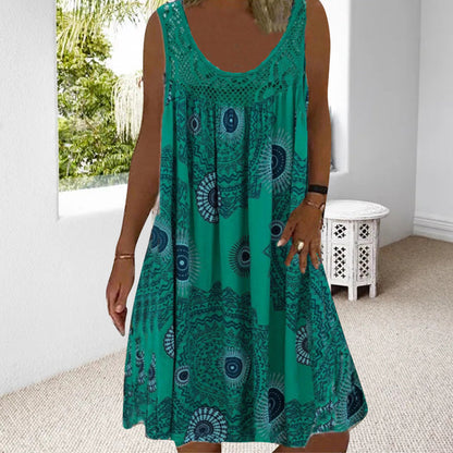🌞2026 Summer New Arrivals🌸Women Summer O-Neck Sleeveless Print Dress