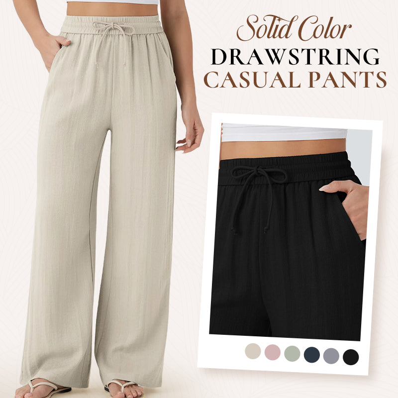 💜 LAST DAY PROMOTION - 50%OFF 💜 Lightweight Linen Pants Solid Color Drawstring Casual Pants - Breathable & Skin-Friendly