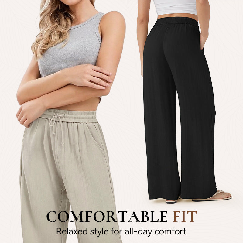 💜 LAST DAY PROMOTION - 50%OFF 💜 Lightweight Linen Pants Solid Color Drawstring Casual Pants - Breathable & Skin-Friendly