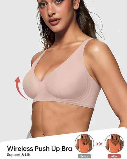 💗LAST DAY SALE 50% OFF⚡50K+ SOLD💕 Jelly Wireless Womens Comfortable Wireless Bras Push Up Bralettes Seamless Tshirts Bras Deep V Everyday Bras