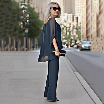 👚 50% OFF NOW! 💃 Women's Irregular Chiffon 2-Piece Set – Flowy Top & Wide-Leg Pants (M–3XL) 🌬️