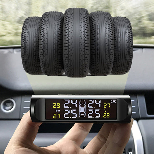 🚗Solar Real-Time Four-Wheel Display Tire Pressure Monitor