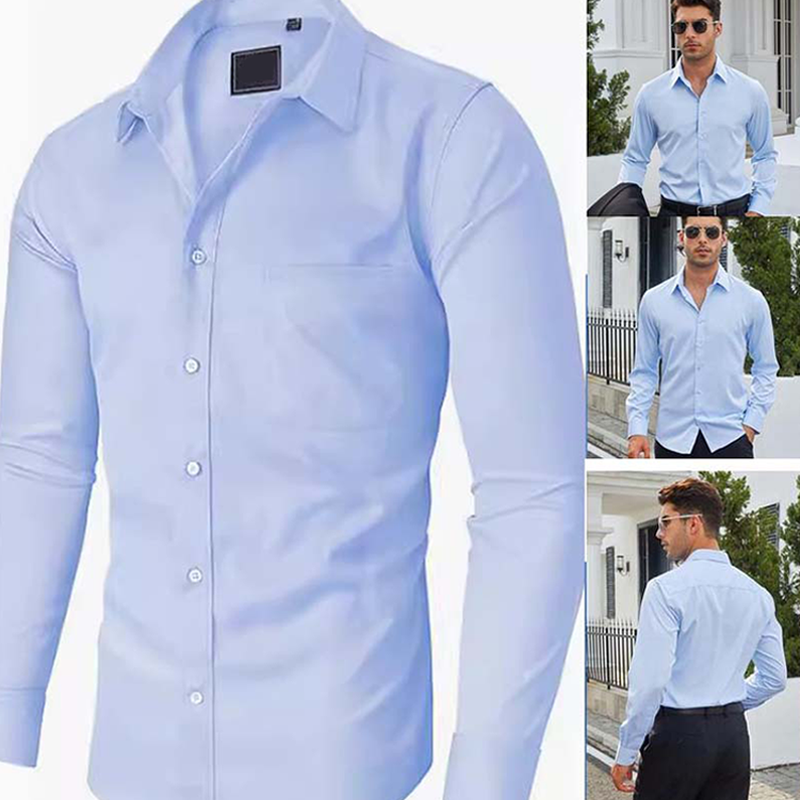 💎 50% OFF! 💎 Solid-Color Long-Sleeve Shirt – Wrinkle-Resistant, Breathable Cotton Blend & Professional Fit for Work or Casual Wear 👔✨