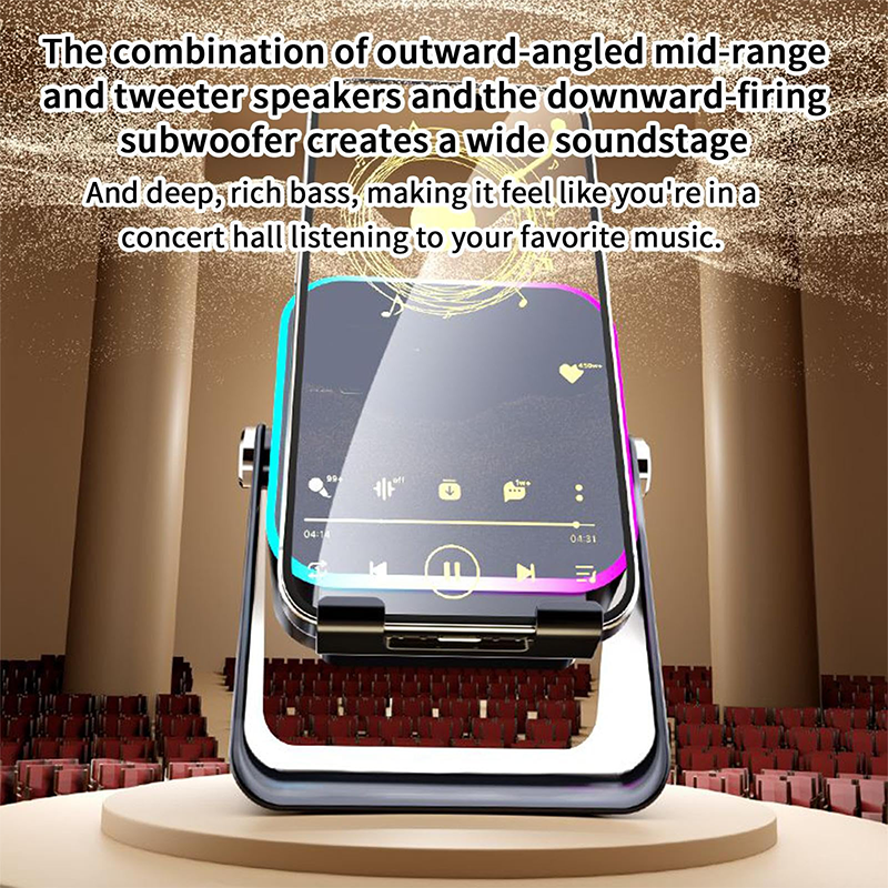 🔊 5-in-1 Bluetooth Speaker with Induction Charging & Adjustable Phone Stand