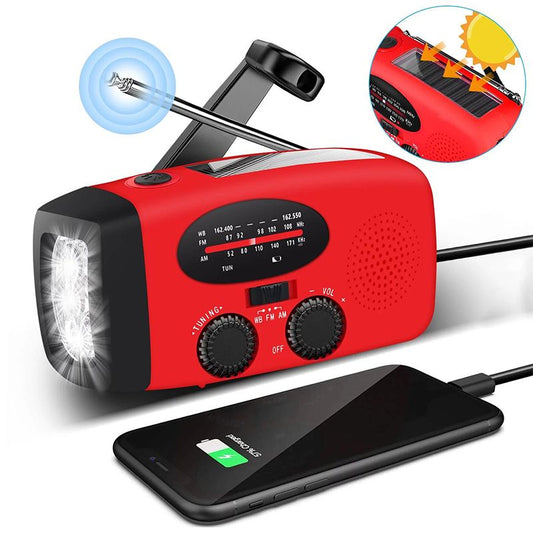 📻 Hand-Crank Solar Emergency Radio with Flashlight & Phone Charging