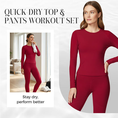 Women's Quick-Dry Top & Pants Workout Set