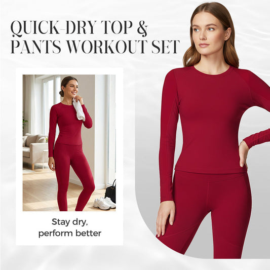 Women's Quick-Dry Top & Pants Workout Set