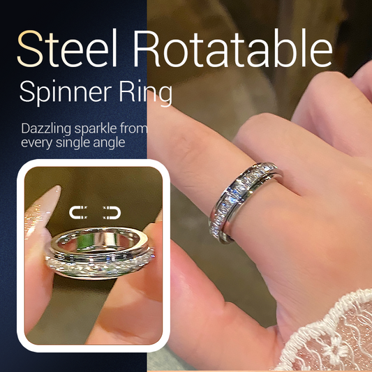 📢📢55%  OFF !! ⏰Titanium Steel Rotatable Spinner Ring with Zirconia