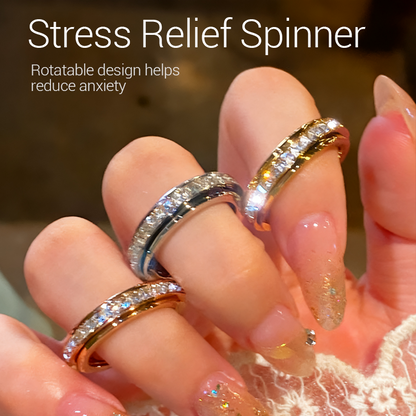 📢📢55%  OFF !! ⏰Titanium Steel Rotatable Spinner Ring with Zirconia