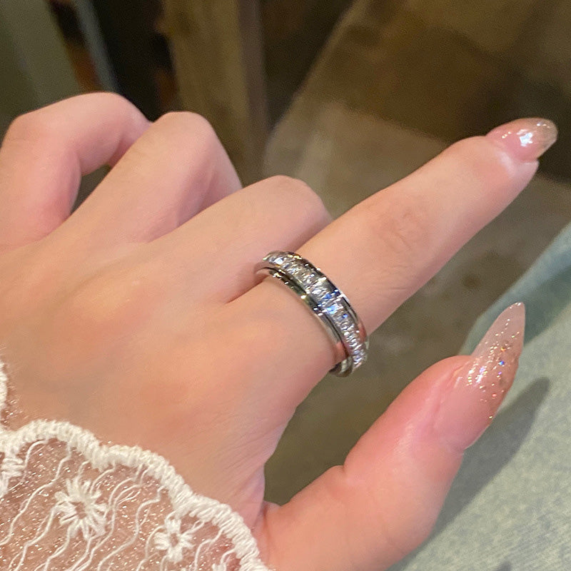 📢📢55%  OFF !! ⏰Titanium Steel Rotatable Spinner Ring with Zirconia