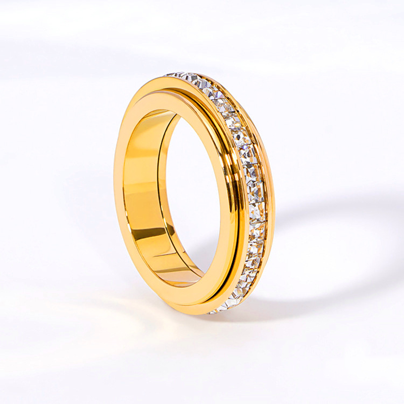 📢📢55%  OFF !! ⏰Titanium Steel Rotatable Spinner Ring with Zirconia