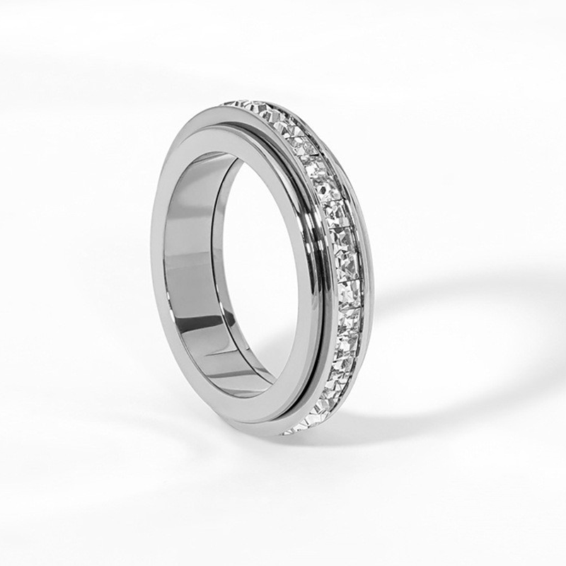 📢📢55%  OFF !! ⏰Titanium Steel Rotatable Spinner Ring with Zirconia