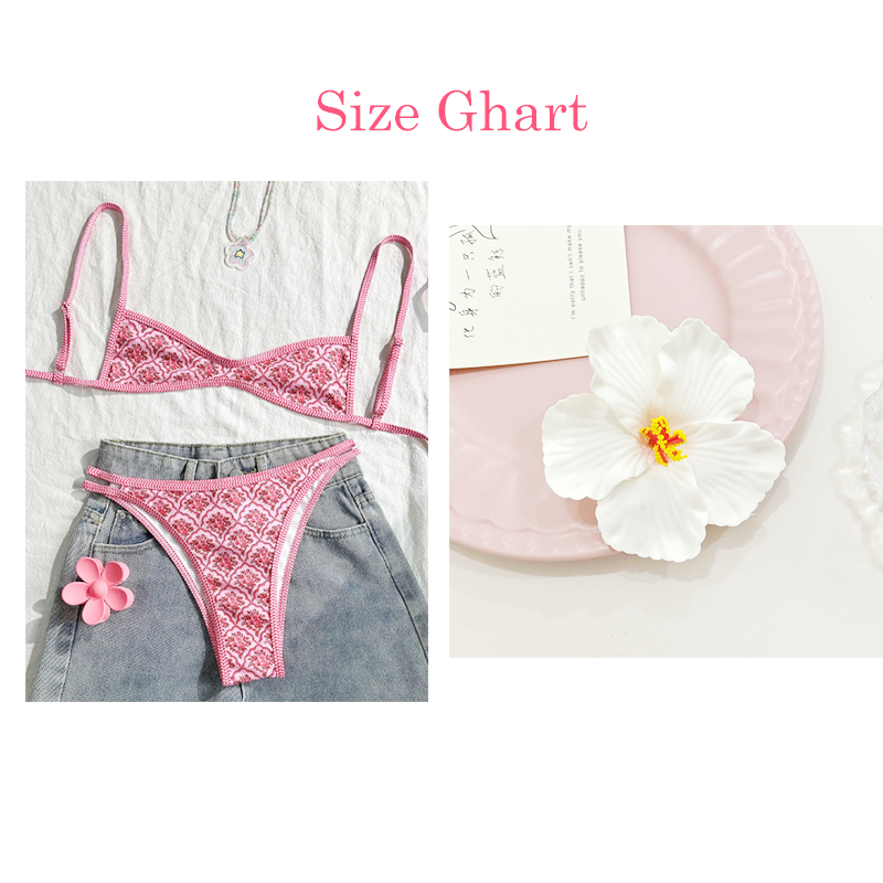 📢📢50%  OFF !! ⏰ Pink Vintage Tile Print Bikini Set—This season's beach fashion, showcasing unique charm! ✨