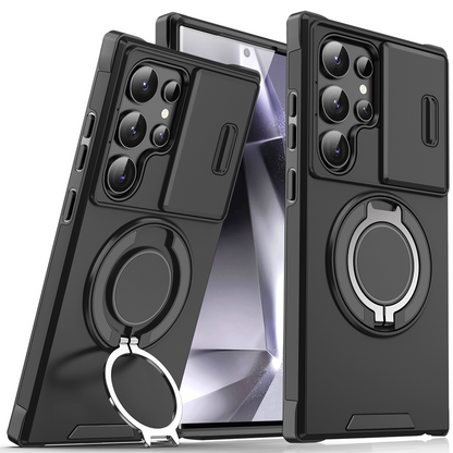 💎 50% OFF! 💎 Magnetic Stand Phone Case for Samsung – Slide Camera Cover, 360° Ring Grip & Kickstand, Full Protection 📱