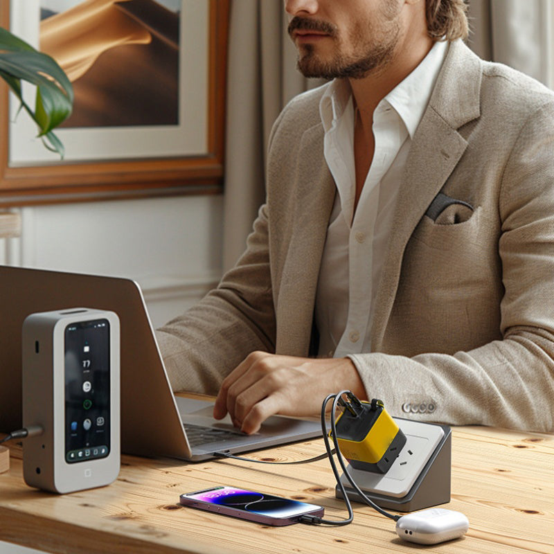 ⚡ 65W Fast Charger with Built-In Retractable USB-C Cable
