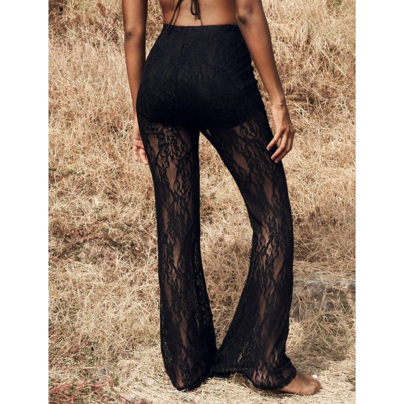 🥳2026 HOT SALE🥳💞50K+ SOLD!💥👵👖 50% OFF! High-Waisted Lace Flare Pants – Elegant & comfortable all day! Gentle on tummy, easy elastic waist. Flowing lace design, breathable & lightweight. Perfect for special occasions or everyday grace. 🌸✨