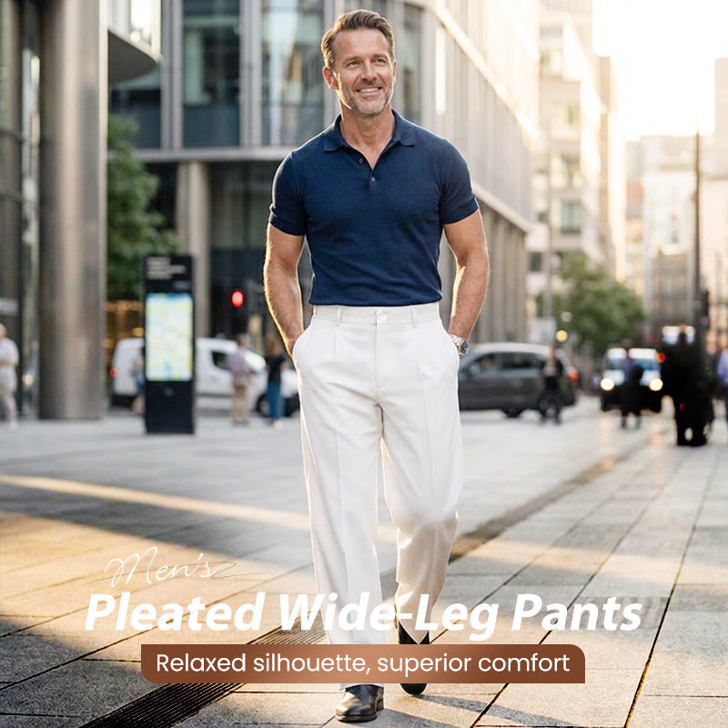 🥳2026 HOT SALE🥳💞50K+ SOLD!☀️☕50% OFF! Men's Casual Wide-Leg Pants – Breezy pleated front, easy pull-on style. Dress up or down for any summer day. A wardrobe essential. 👖🕊️