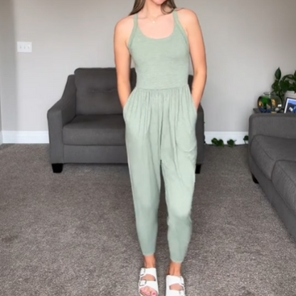 🥳2026 HOT SALE🥳💞50K+ SOLD!💥👵🦋 50% OFF! Twisted U-Neck Harem Jumpsuit – Flattering U-neck, gentle twist detail softens tummy. Side pockets for phone or specs. Easy pull-on, no tricky zips. Your new go-to for casual days. 🌸✨