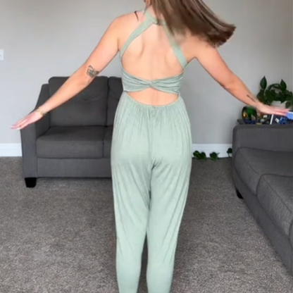 🥳2026 HOT SALE🥳💞50K+ SOLD!💥👵🦋 50% OFF! Twisted U-Neck Harem Jumpsuit – Flattering U-neck, gentle twist detail softens tummy. Side pockets for phone or specs. Easy pull-on, no tricky zips. Your new go-to for casual days. 🌸✨