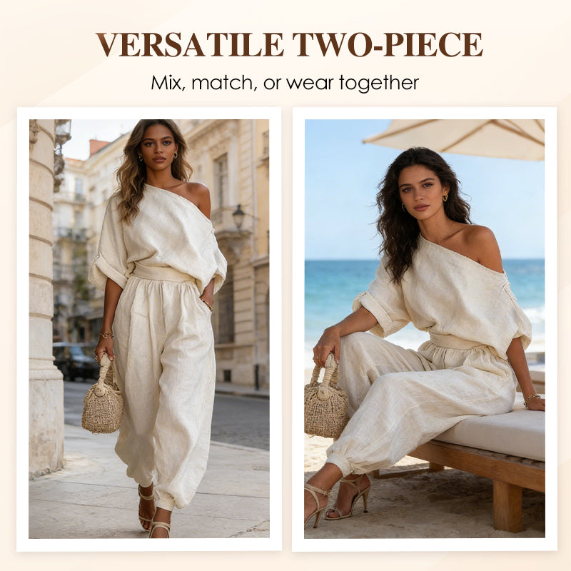 ✨2026 New Arrival💟Women's Asymmetrical One-Shoulder Top & Pants Set