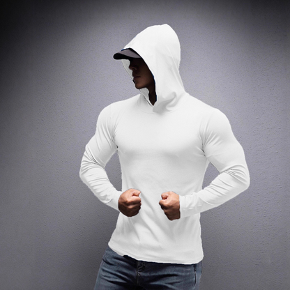 💪 Men’s Stretch-Fit Long Sleeve Fitness Hoodie – Comfortable, Breathable & Perfect for Workouts ⚡🏋️‍♂️