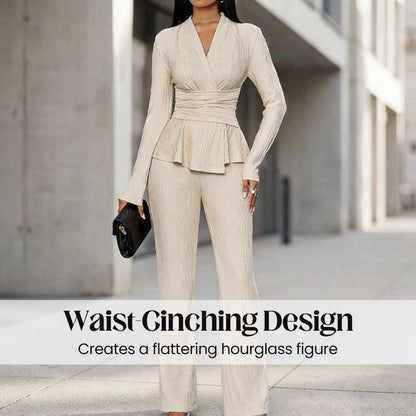 🔥HOT SALE🔥Women's Peplum Top & Pants 2-Piece Set