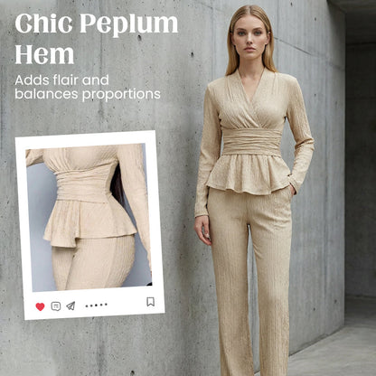 🔥HOT SALE🔥Women's Peplum Top & Pants 2-Piece Set