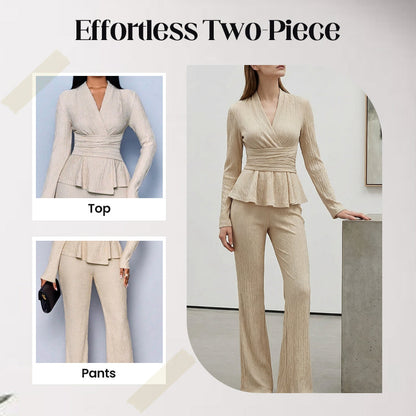 🔥HOT SALE🔥Women's Peplum Top & Pants 2-Piece Set