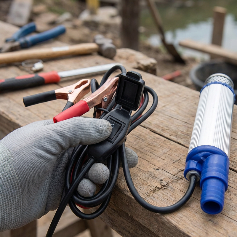Portable Submersible Electric Pump with Alligator Clips