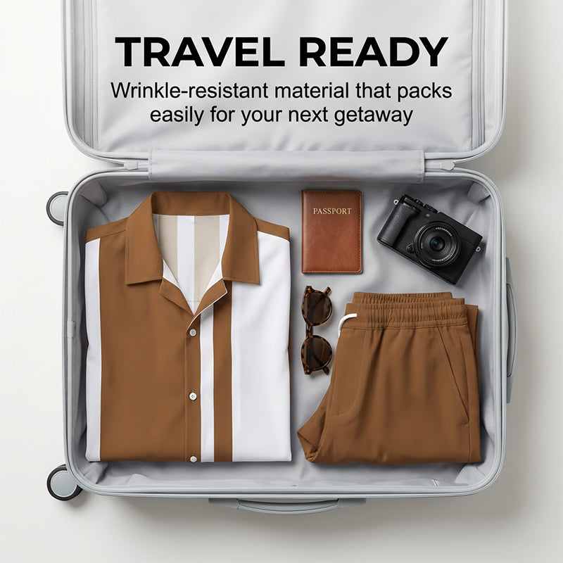Men's Color-Block Shirt & Pants 2-Piece Set