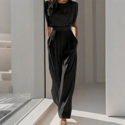 ⏳Time-Limited Special⏰Solid Color Wide-Legged Jumpsuit – Elegant, Comfy & Versatile for Any Occasion 🏖️💼