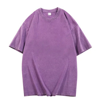 Loose Vintage Solid Color Short Sleeve Top
