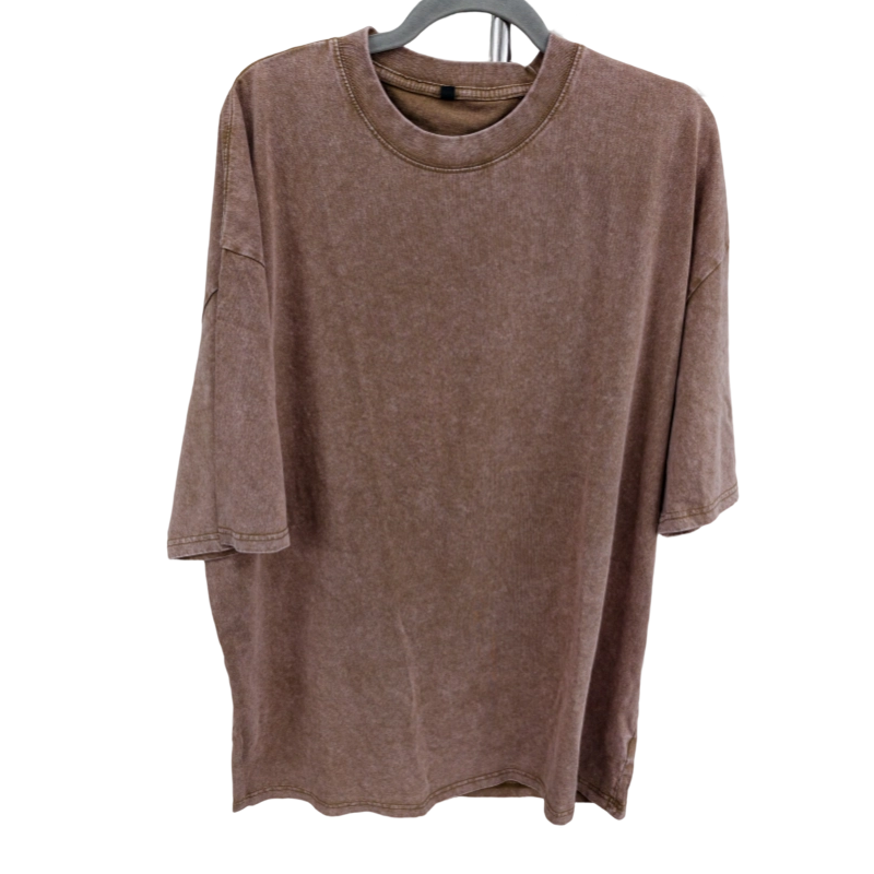 Loose Vintage Solid Color Short Sleeve Top