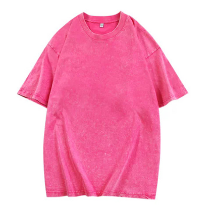 Loose Vintage Solid Color Short Sleeve Top